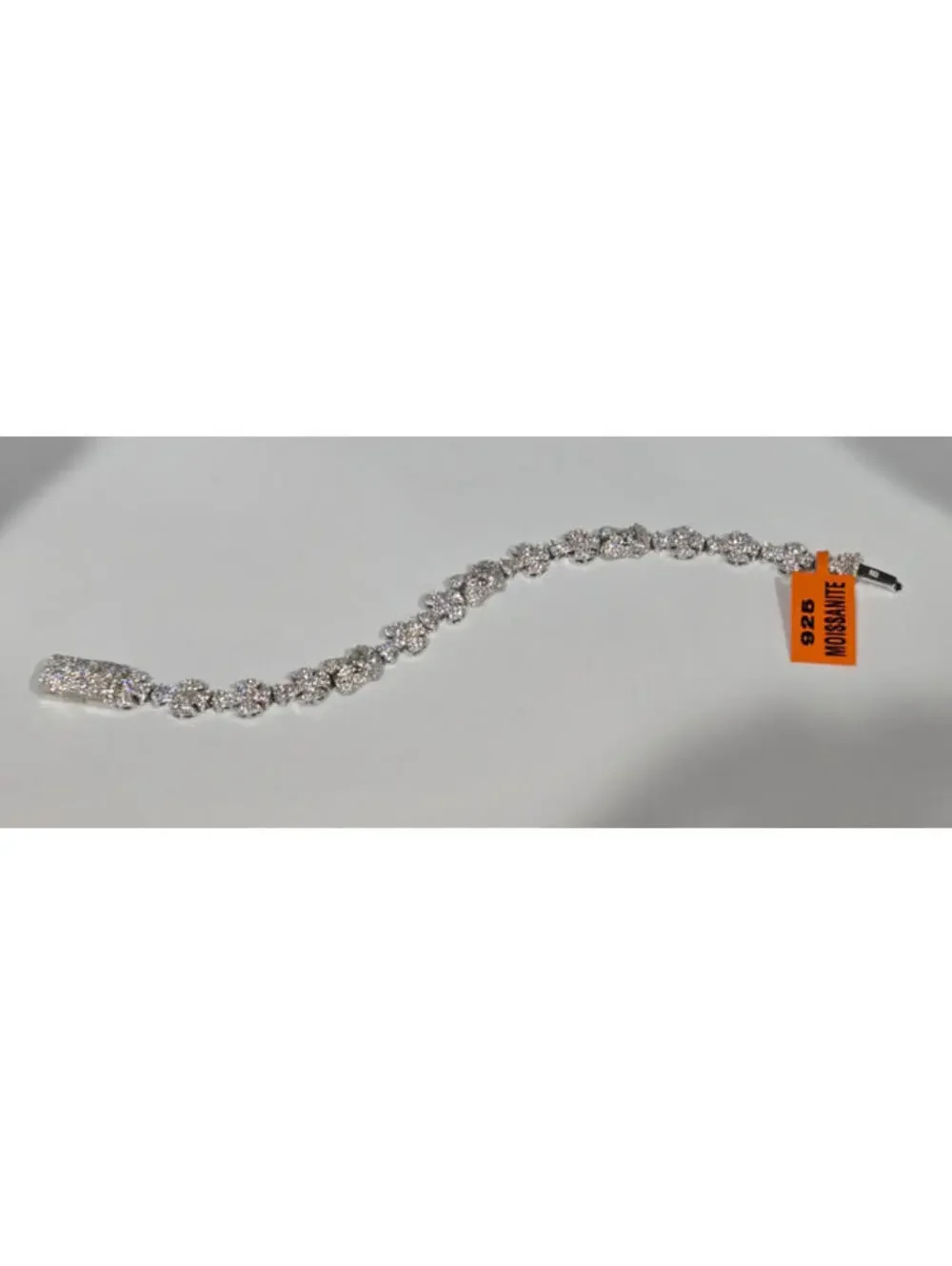 Real MOISSANITE Jesus Face & Cross Bracelet, 925 Sterling Silver, 9in Icey